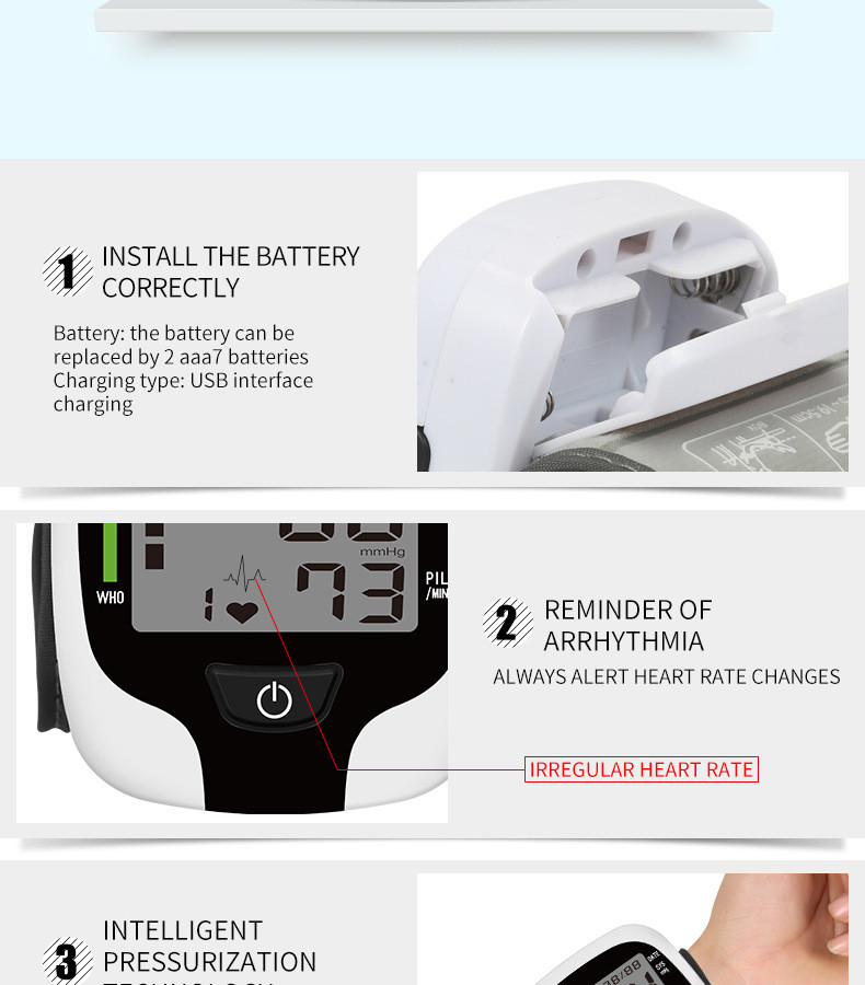 Wrist Electronic Home Blood Pressure Device 2X99 Sets With Large Screen Display