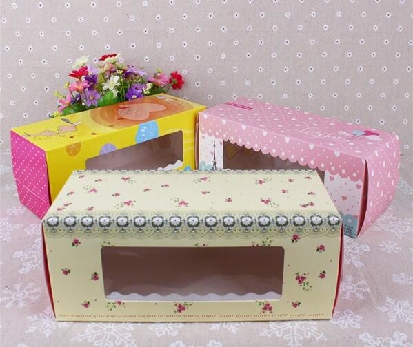 Wholesale custom Paper Cookies packing Cake Box with PVC window,Wholesale Plastic Square Birthday Wedding Packaging Clea