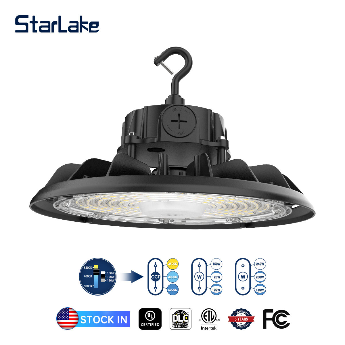 USA In Stcok UFO Led High Bay Lights 200W 3CCT Adjustable Highbay Light Industrial Lighting Commercial