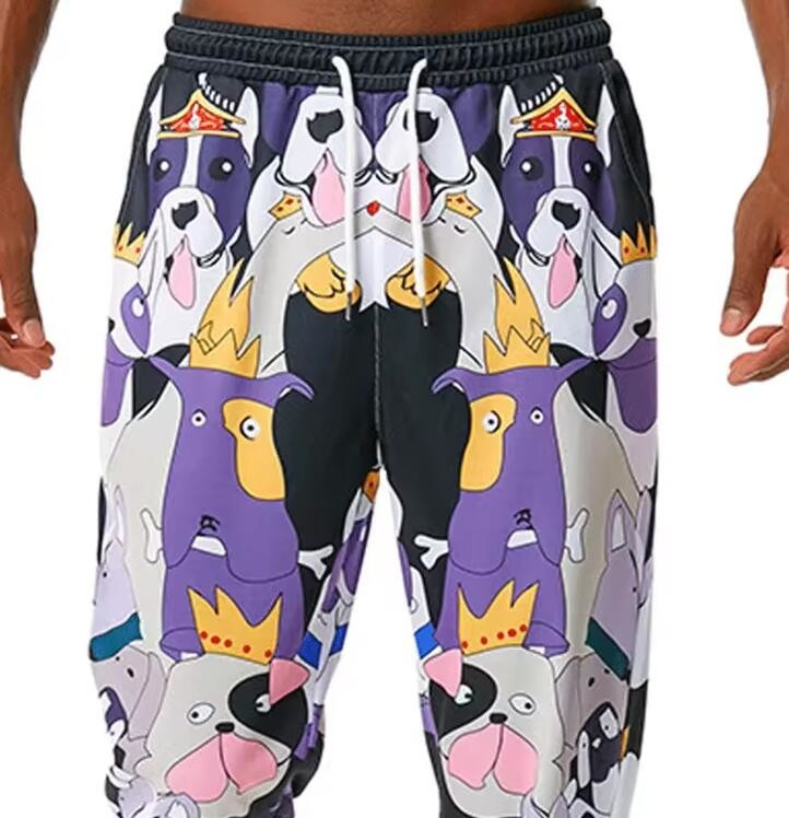 Mens Custom Logo Breathable Sublimation Jogging Pants Elastic Waistband