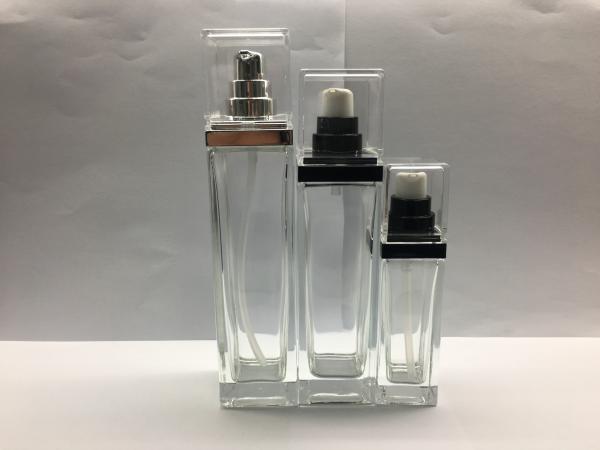30ml 100ml 120ml Square Cosmetic Packaging Transparent Glass Lotion Bottles