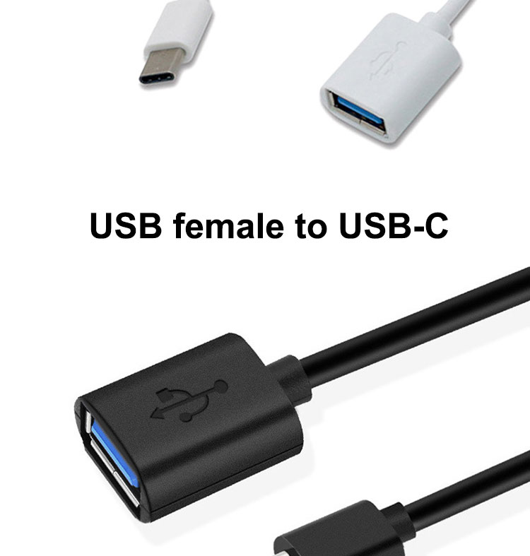 USB Type C Male to USB 2.0 A Female OTG Adapter Cable for Phone Laptop