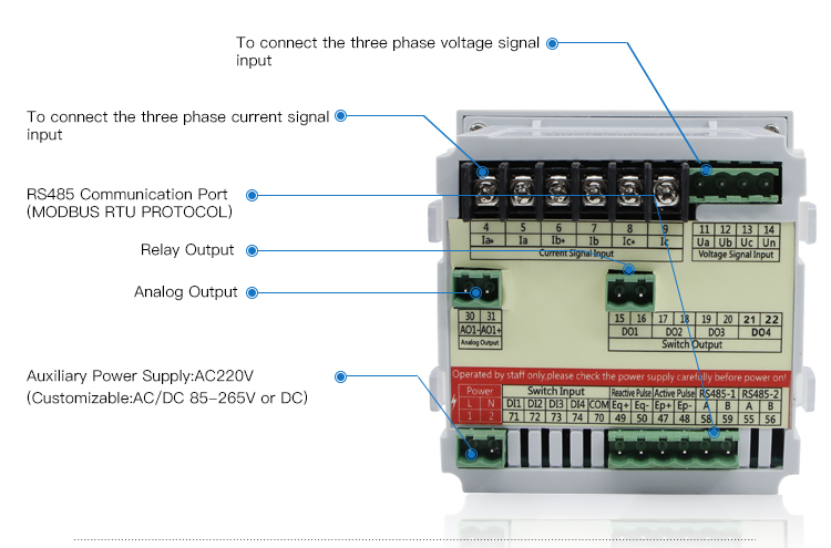 Three Phase LCD display Multifunction Power Meter with harmonic and multi-rate