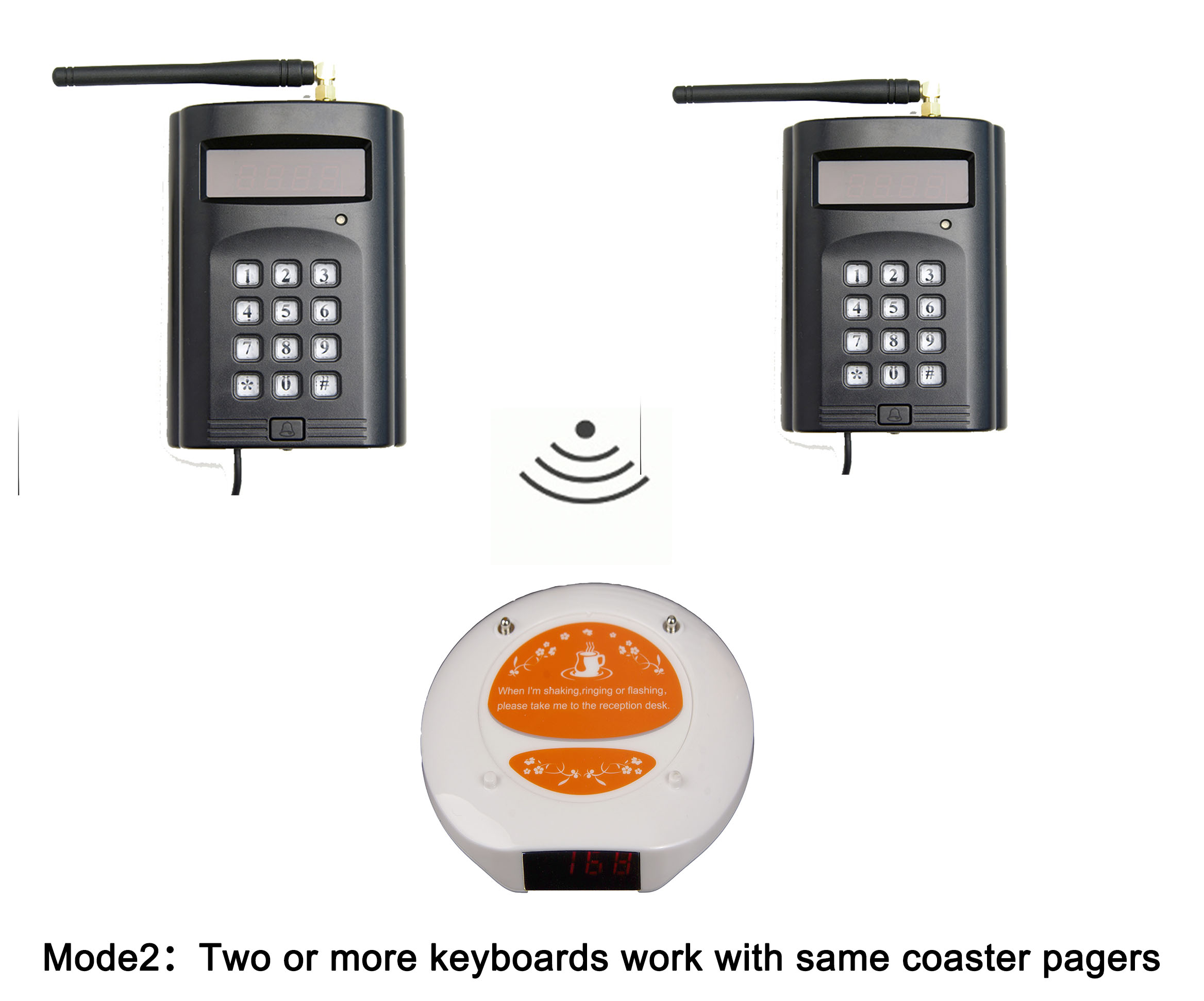 wireless high quality CE certificated food taking coaster pager with 433.92MHZ