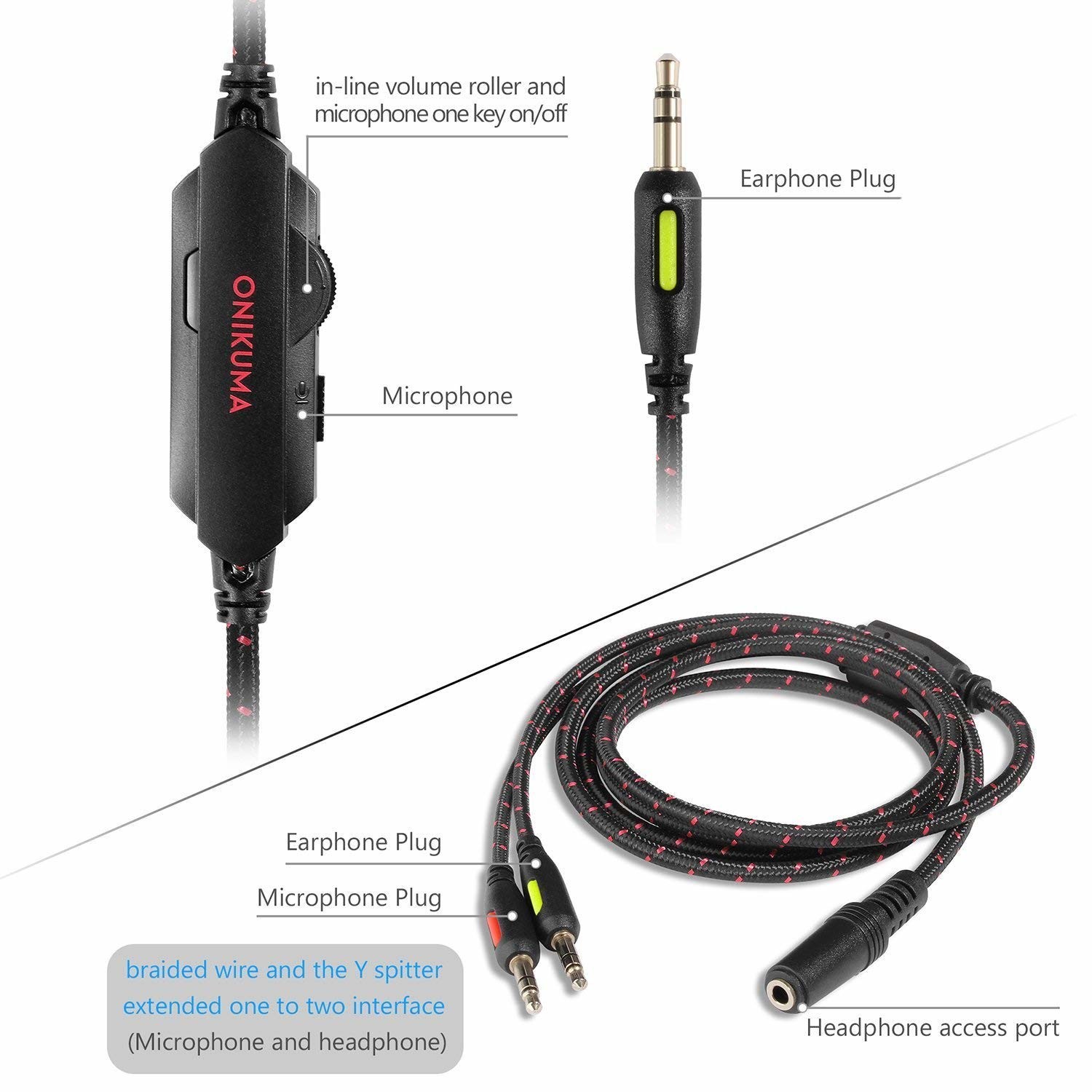 Over Ear 3.5mm Onikuma K1b USB Gaming Headset