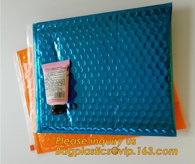 air mail metallic holographi rose gold bubble padded mailer / Zip lockkk bubble bag/ slider bubble bag,Holographic Factory
