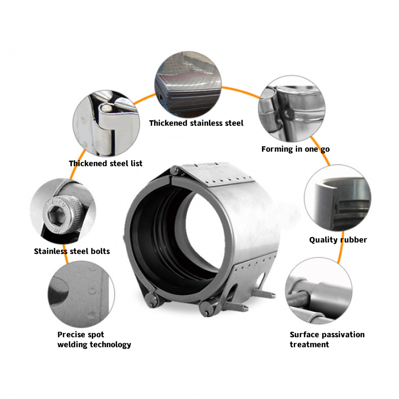 2 Inch Pipe Repair Clamp For Elbow Round Head Equal 304 Stainless Steel Pipe Connector
