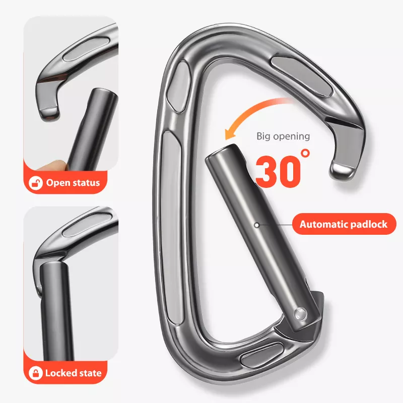 OEM Heavy Duty 23KN Snap Hook D Shape 7075 Aluminum Carabiner Clip for Climbing