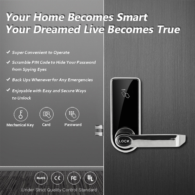 Super Convenient Home Fingerprint Lock , Inside Finger Scan Door Lock