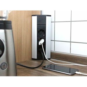  3 Schuko Corner Desk Mount Power Strip High Grade Performance Long Working Time Manufactures