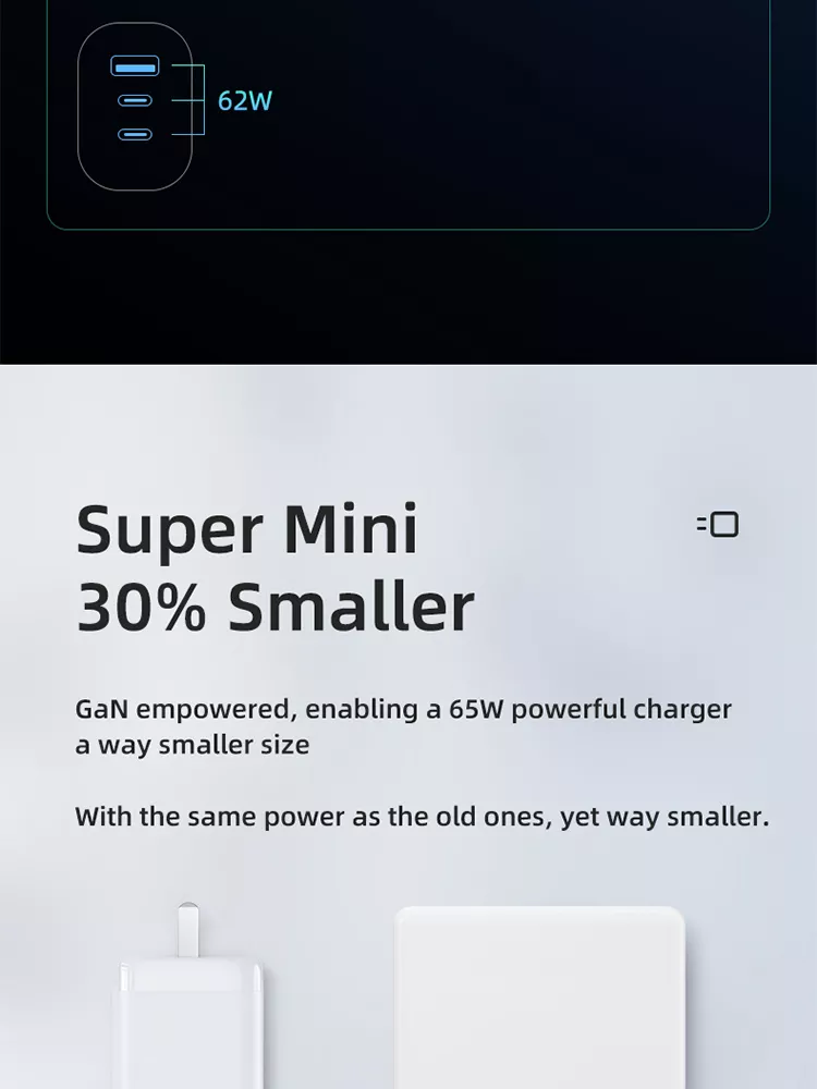 65W USB Type C GAN Wall Charger EU Plug for Fast Charging Laptops and Phones Portable