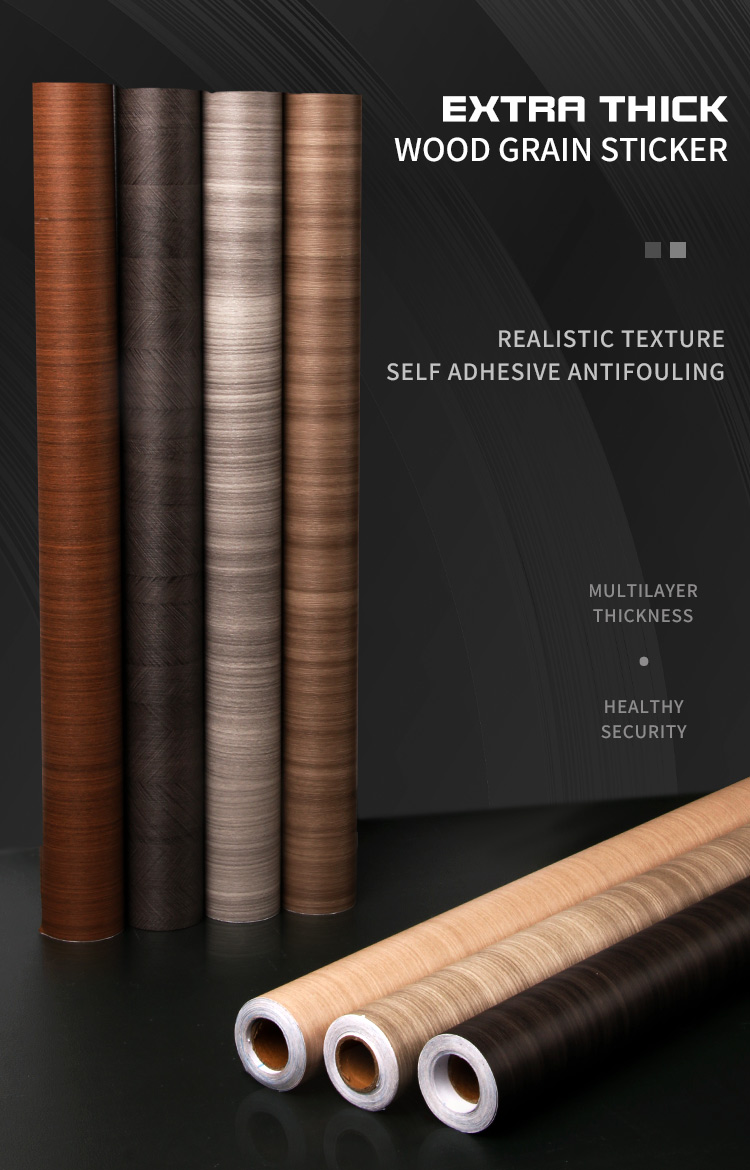 100M Roll Grey Wood Grain Wallpaper PVC Peel And Stick Wood Grain Wallpaper