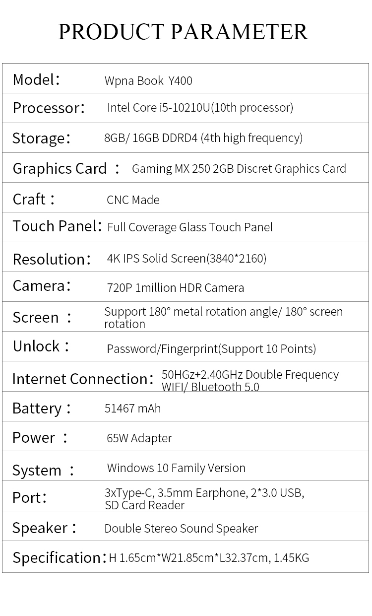 Convertible Ultra Thin Laptop Notebook With WIFI And NVIDIA GeForce MX250