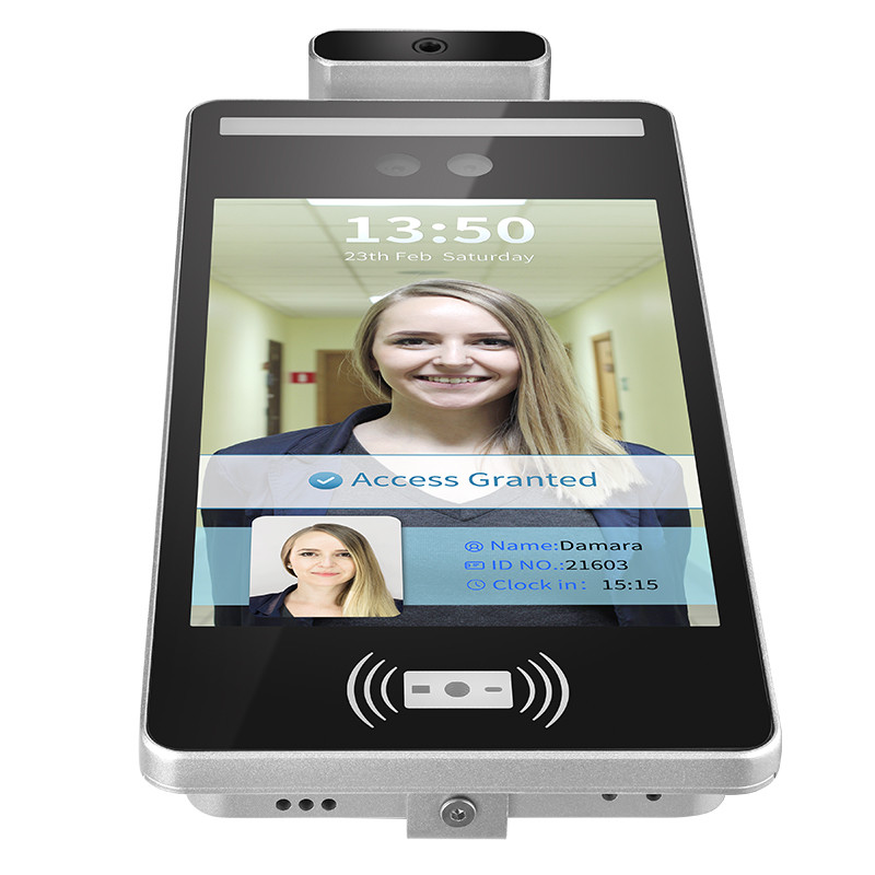 QR Code 8 Inch Facial Recognition Temperature Scanner Home Access Control