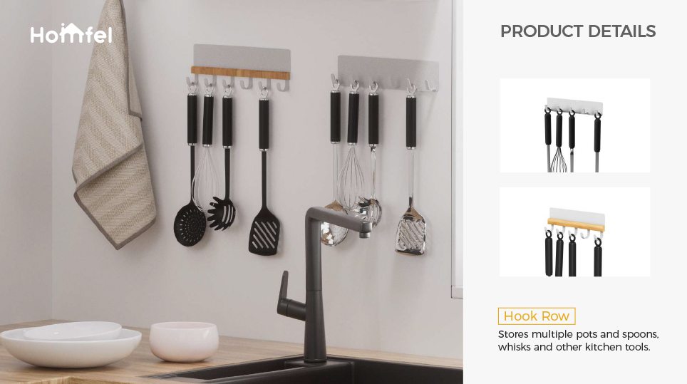 Stocked Iron Metal Type Wall Mounted Kitchen Rack Household Organizer