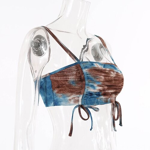 OEM Summer One Word Back - Back Top Jacket Tie Dye Camisole Small Vest