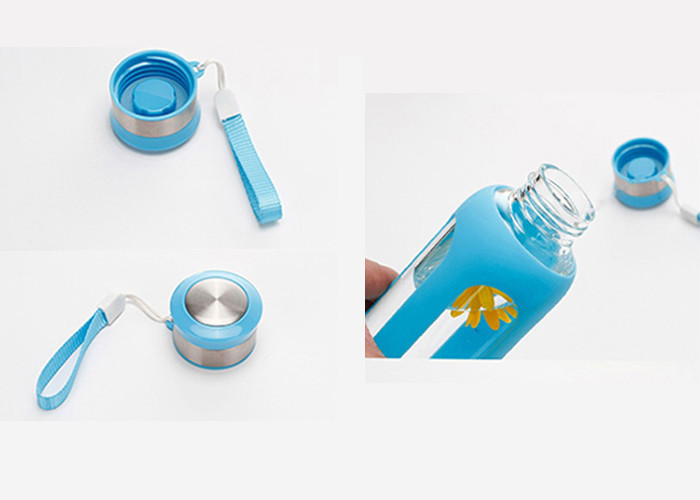 Portable Unbreakable Glass Water Bottle High Borosilicate Glass Eco Friendly