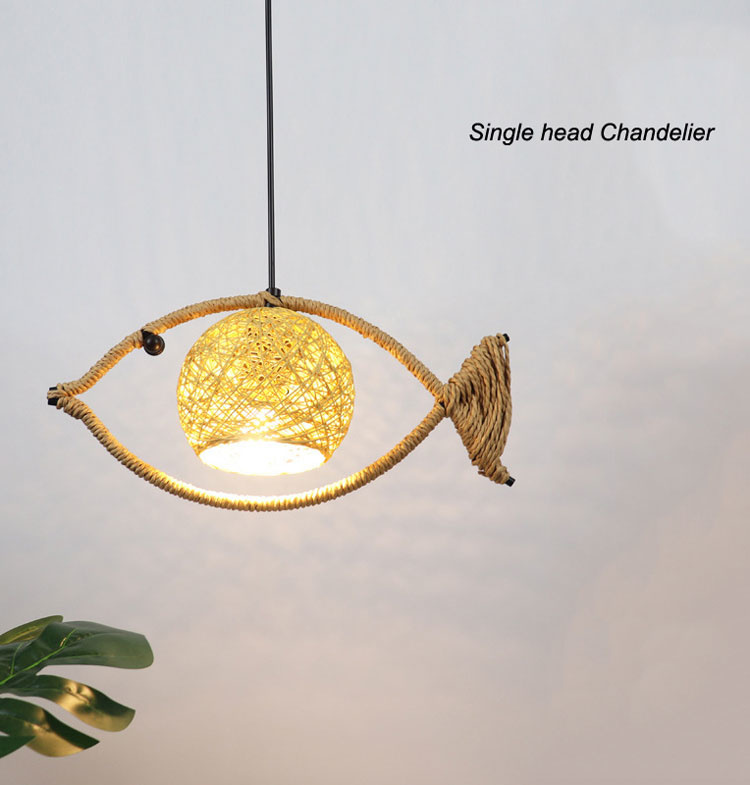 Fish Shaped Rattan Woven Hotel BarLamp Creative Chinese Style Retro lamp(WH-WP-89)