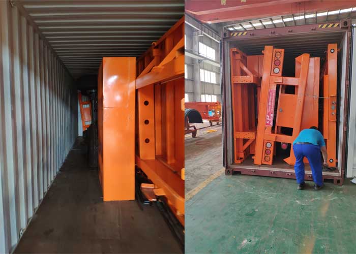 Flatbed trailer by container transport