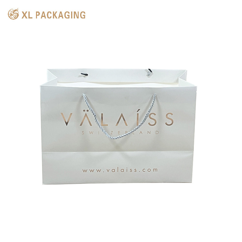 Gift Paper Packaging Bags Hard Luxury White Art Paper shopping Bag Custom Logo
