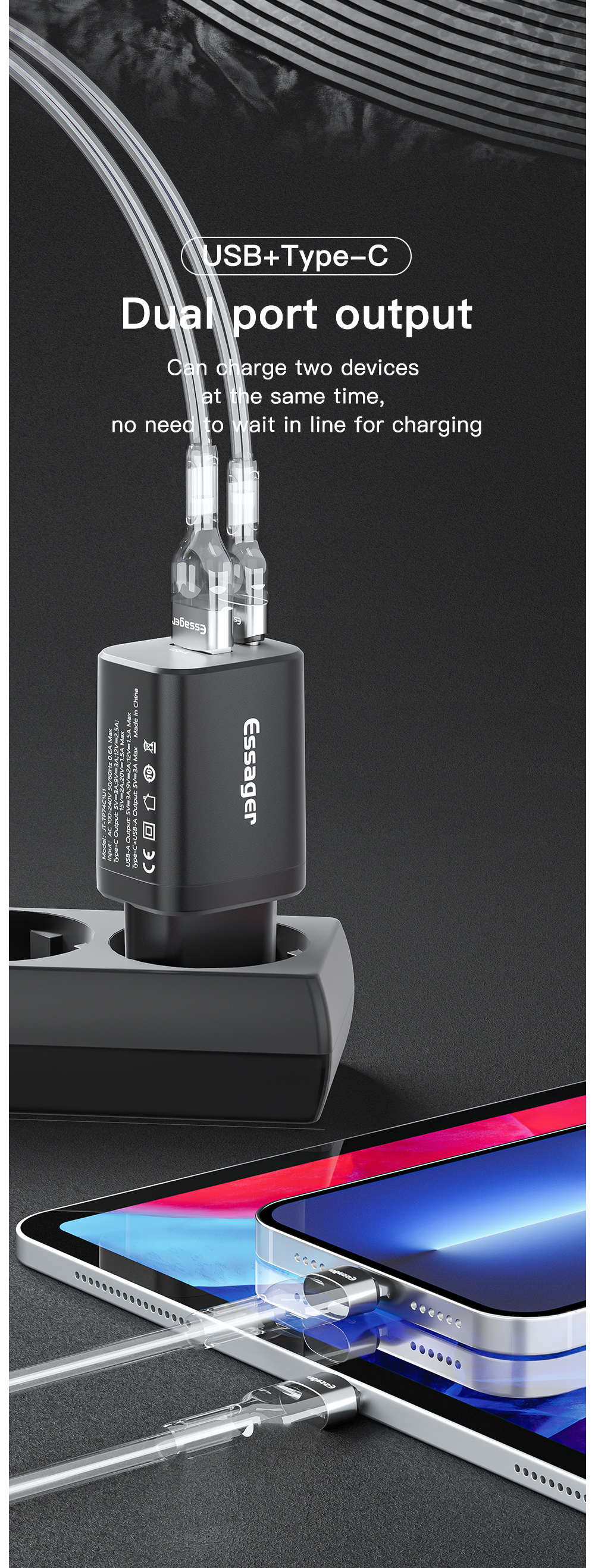 Essager 2022 Journey Hot sells PD 3.0 QC3.0 Mini Power Supply Adapter 30W USB Type C Wall Charger