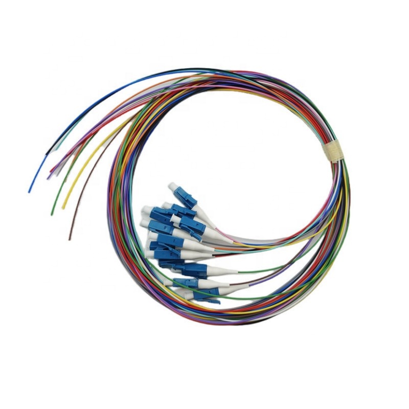 LC UPC Connector Type Colorful Fiber Optic Pigtail for FTTH Equipment 1M/1.5M 12cores