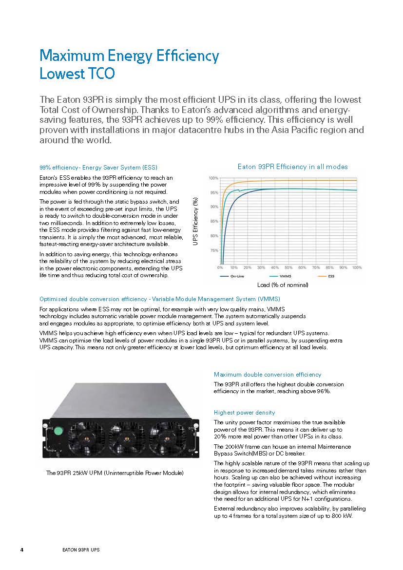 Eaton 93PR UPS 200KVA 200KW 400V THREE PHRASE ABM Modular Online UPS for Data Center