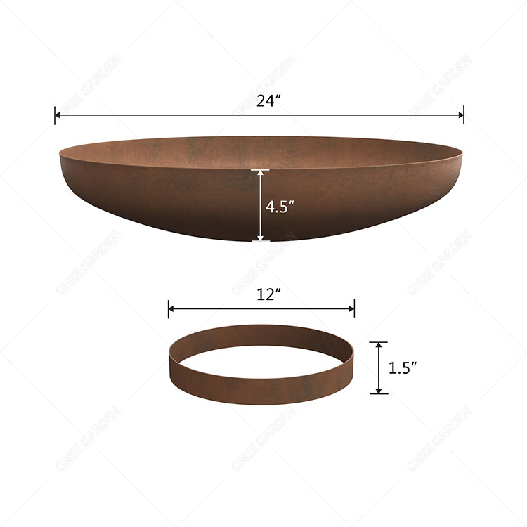 Outdoor Corten Steel Fire Pit Round Rustic Look Outdoor Personal Large Garden Or Courtyard Furniture  Firpit