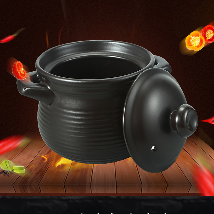 OEM Black Casserole Cooking Pot Ceramic Soup Pot With Lid