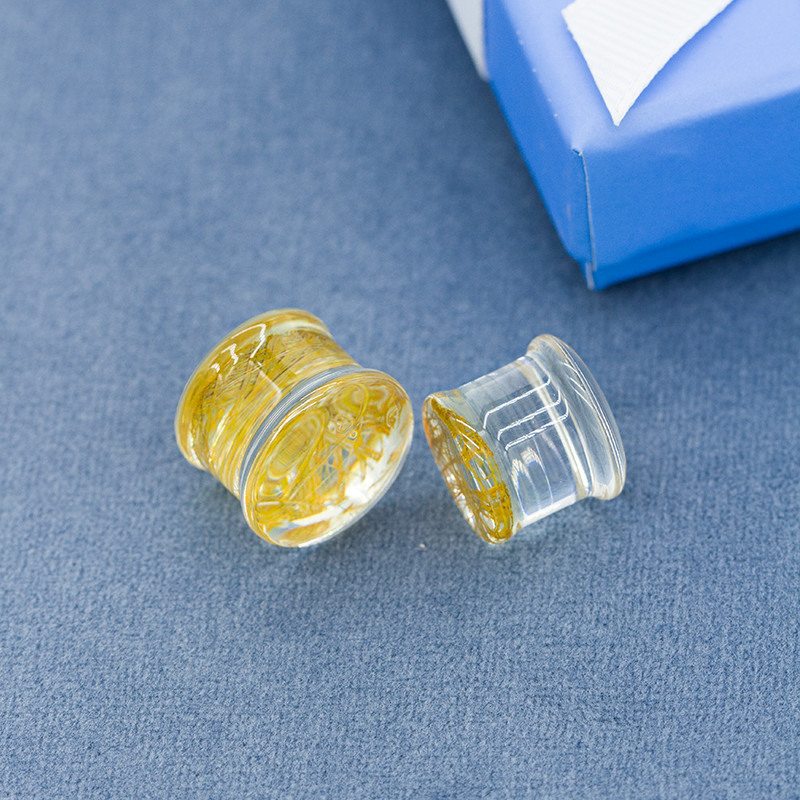 10mm plugs and tunnels Acrylic Ear Gauges Gold Strings Inside