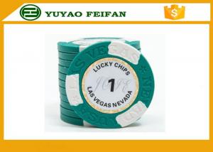 China Clay Two Block TEXAS HOLDEM Clay Poker Chips With Paper Stickers / Engraved Words on sale