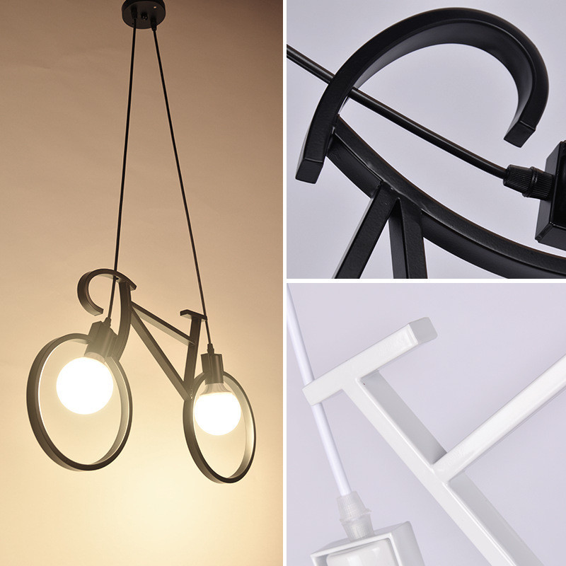 E27 White Black Bicycle Modern Iron Pendant Light Holder