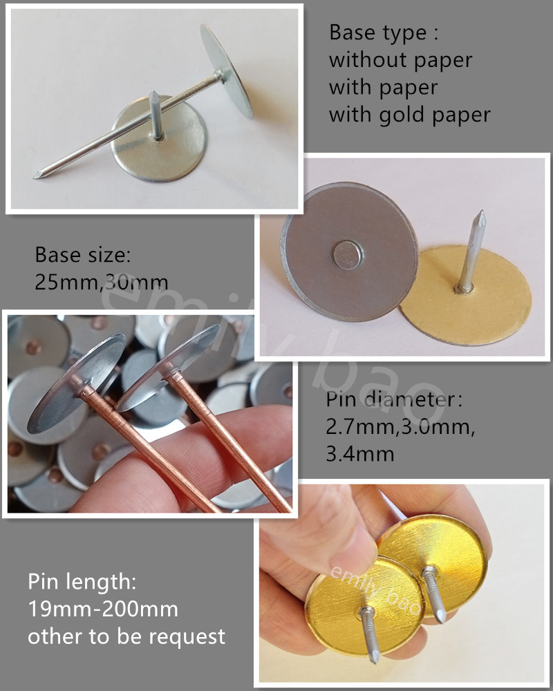 Bevel Edge Cup Head Insulation Weld Pins With retaining washer