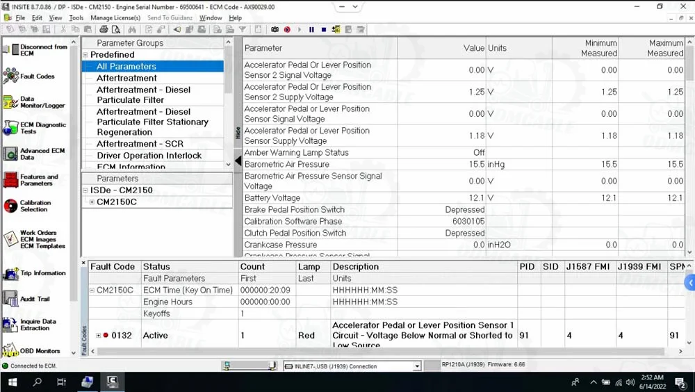 VOCOM 2 88894000 VOCOM II PTT 2.8.150 Tech Tool Laptop CF53 ACPI 2024 Development Version
