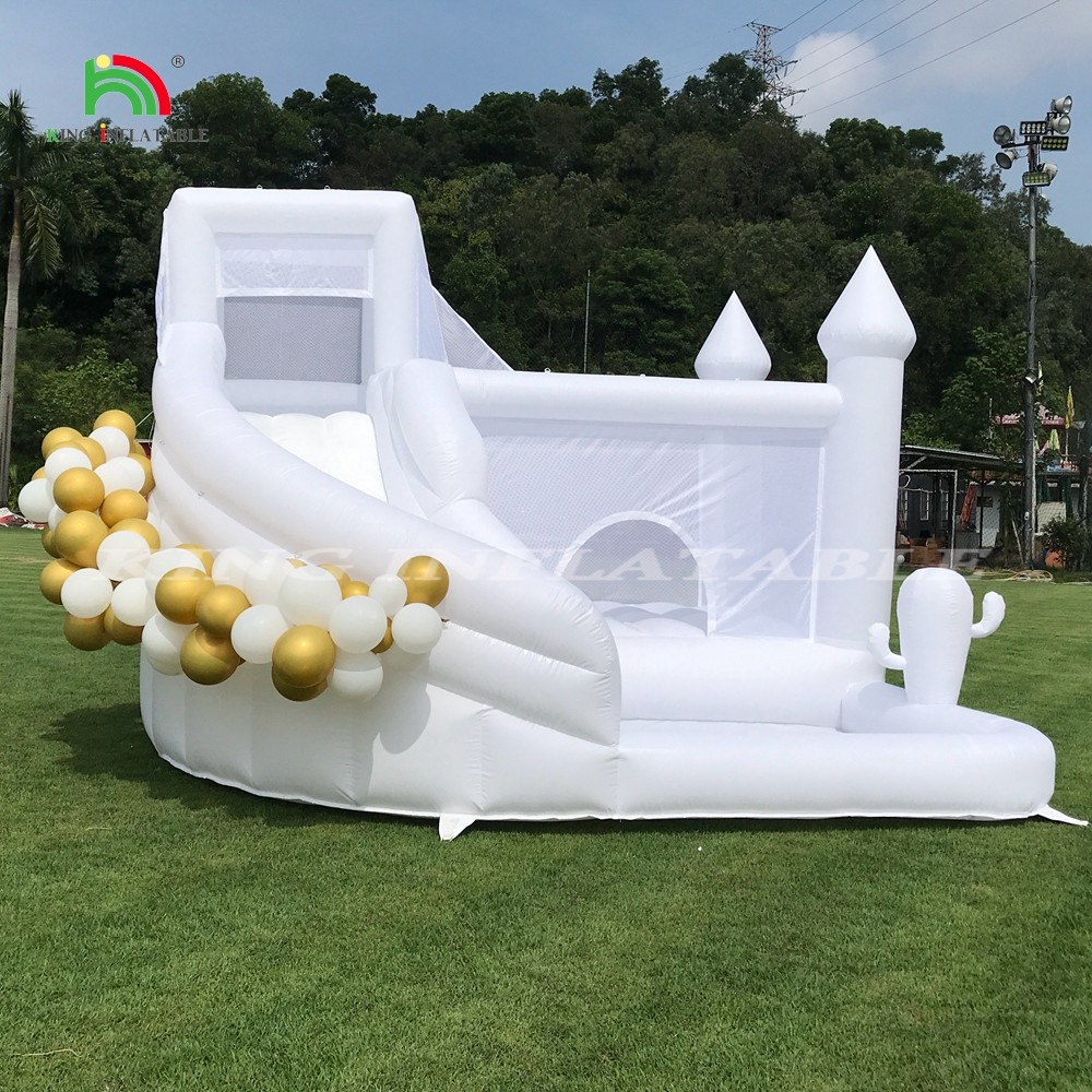 Factory Price Custom White Inflatable Bounce Castle Party Wedding Bouncer House And Slide Combo For Sale