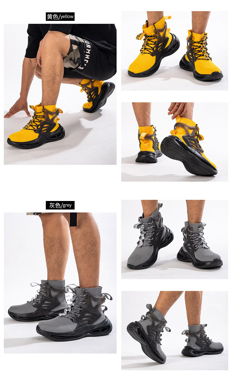 OEM Security Work Boots With Mid-cut Flying Knit Safety Boots And European Standard Steel Toe