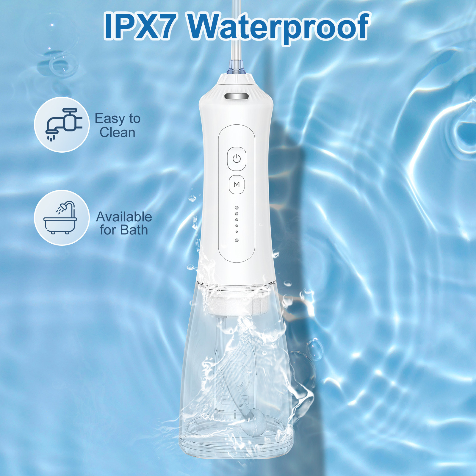 Powerful Pulsation Water Flosser 2500mAh Battery Cordless Oral Irrigator Dental
