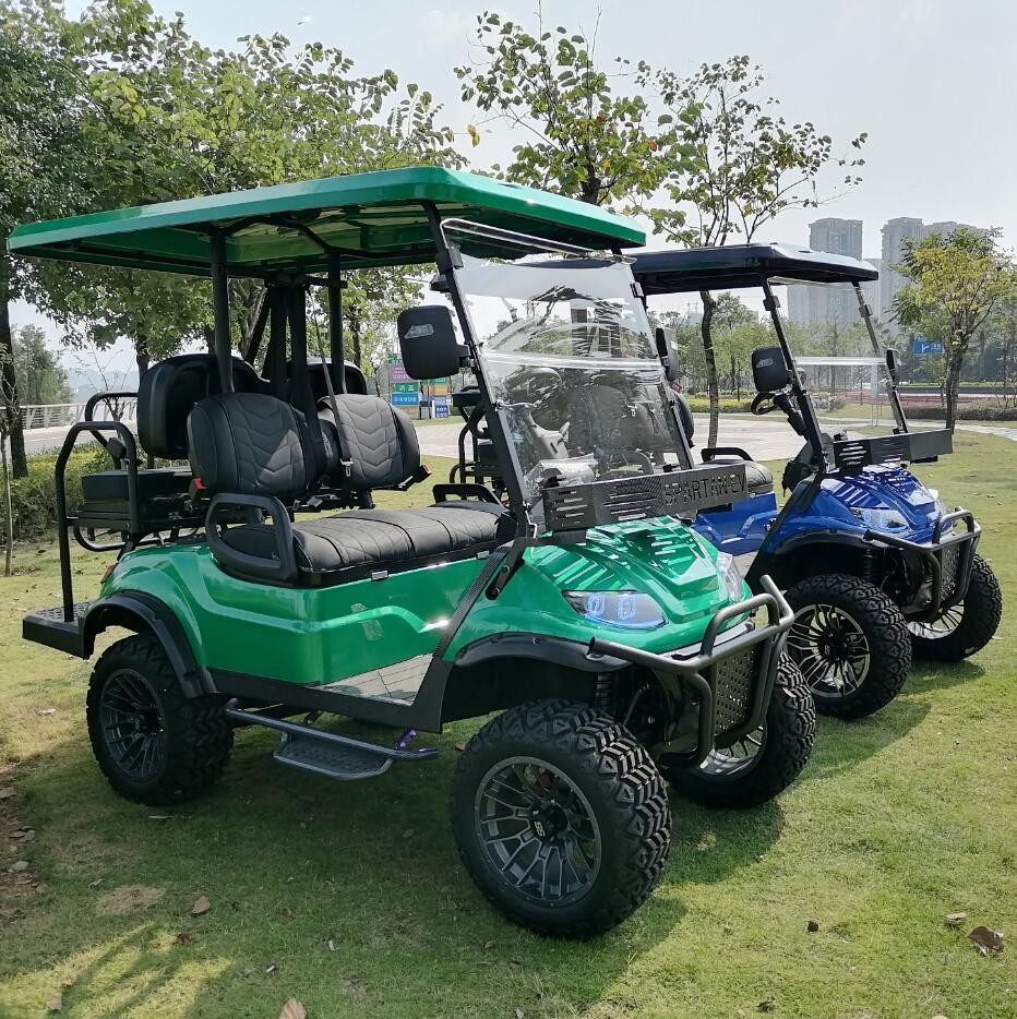 High Chassis Electric Golf Cart 4 Wheel Disc Brake Off Road Wheel 10 Inch Display 4 Seater