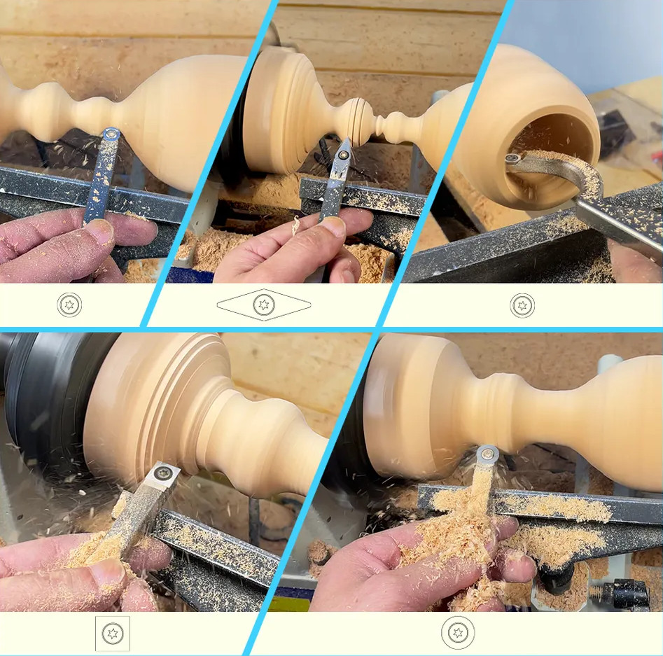 Carbide Tipped Wood Turning Tools Sets Round Shape With 12mm Inserts