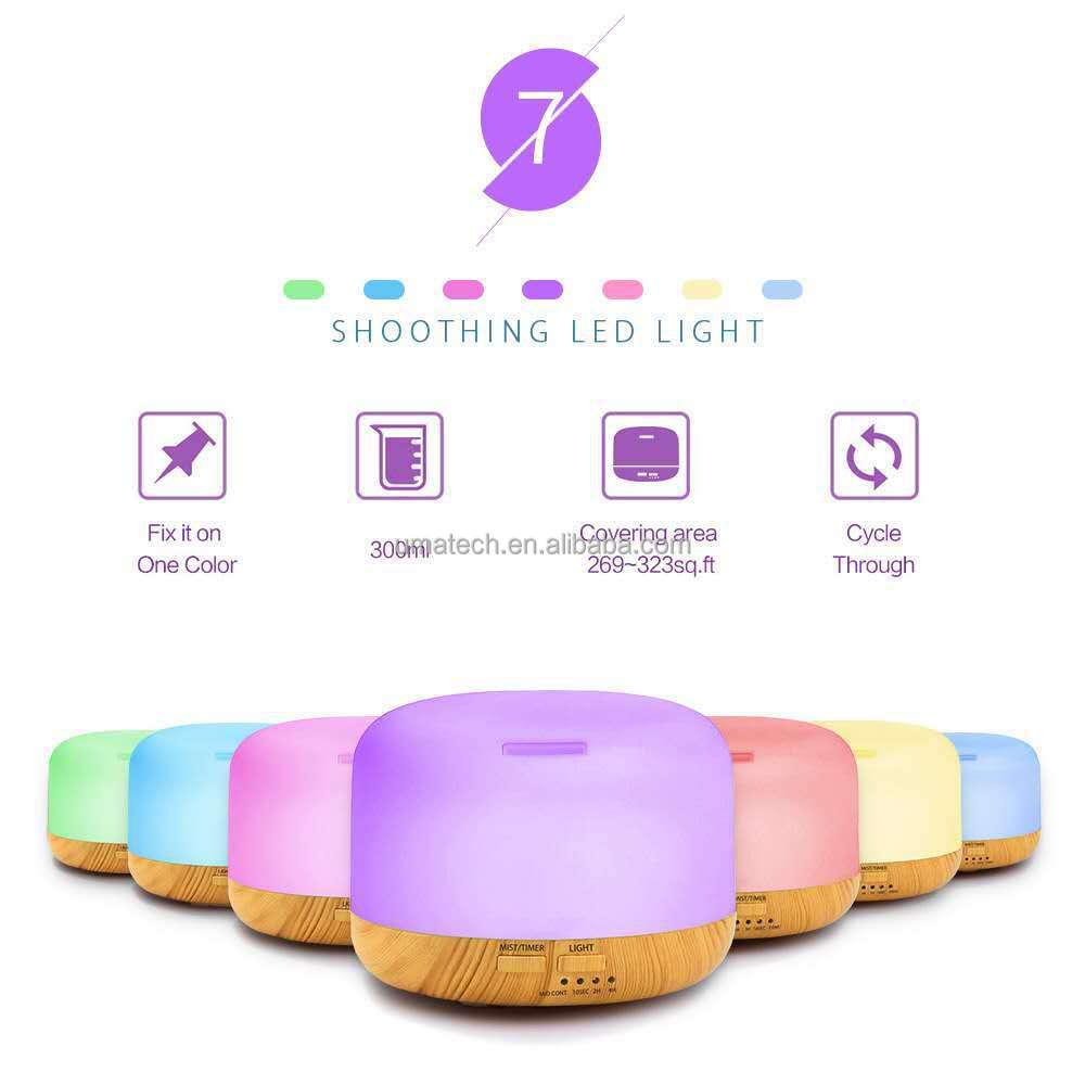 12W Portable Small Size 300ml Wood Grain Ultrasonic Air Humidifier Aroma Diffuser