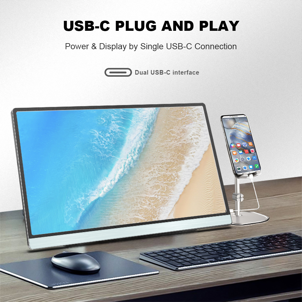 15.6 Inch 1080P USB-C HDR LCD Touchscreen Monitor Dual Premium Speakers Smart Cover External Display Compatibility Portable