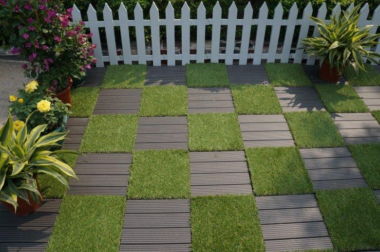 18mm 50mm Artificial Putting Green 30x30 Interlocking Grass Deck Tiles