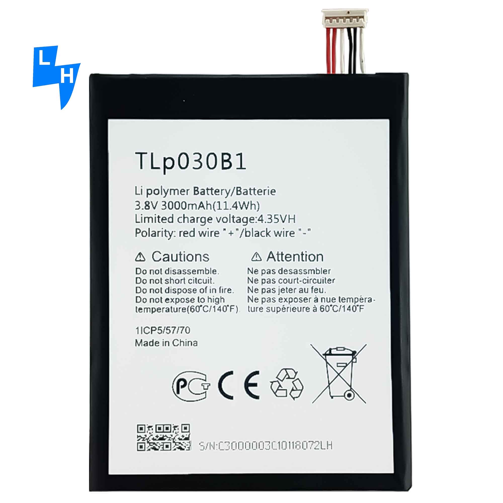 RECHARGABLE 3000mAh TLp030B1 Li-ion Battery for Alcatel OT-7045 7045Y Mobile Phone