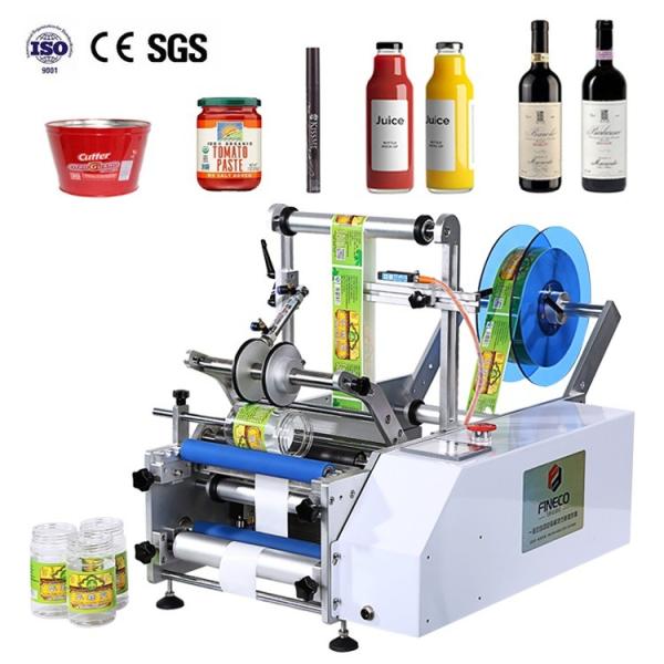 25 bpm 50 Hz Semi Automatic Adhesive Wine Tin Cans Jar Round Bottle Labeling