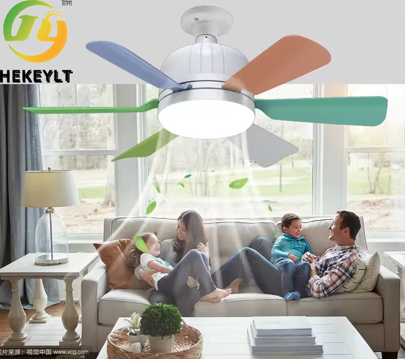 Indoor Silent Colorful Dimmable Enclosed Kitchen E26 E27 Modern Led Ceiling Fan Lights Remote Control