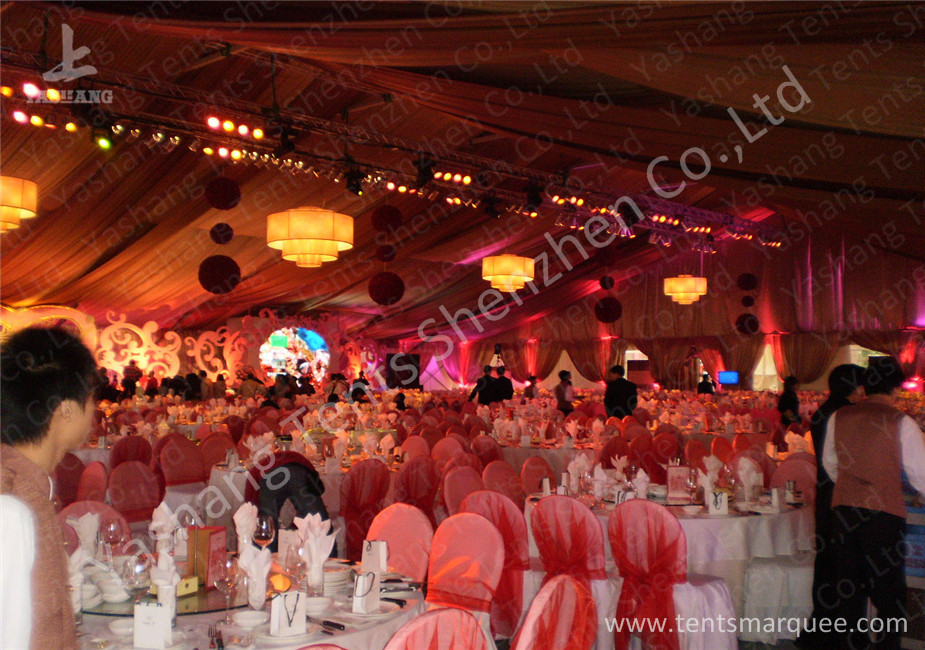 Popular Red Color 20m Width Luxury Wedding Party Tent Marquee with Top and Wall Curtains