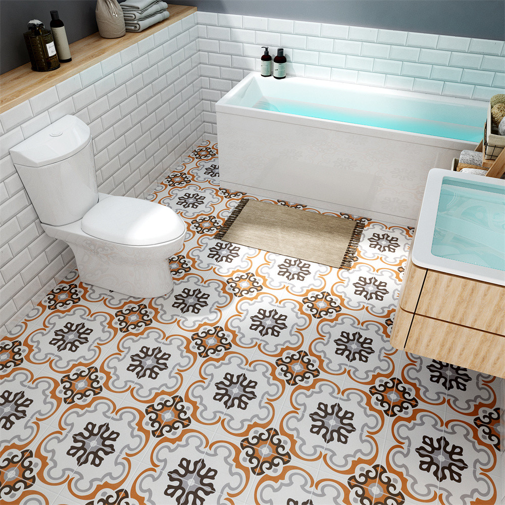 Firebrick Flower Brown And Gray 20x20cm Floor And Wall Ceramic Rustic Tiles For Bathroom And Kitchen