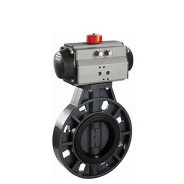 UPVC Water Flow Control Pneumatic Butterfly Valve DN100 4 Inch Wafer Butterfly