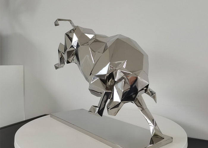 Home Decor Modern Stainless Steel Animal Sculpture Laughing Dog Mirror Polished