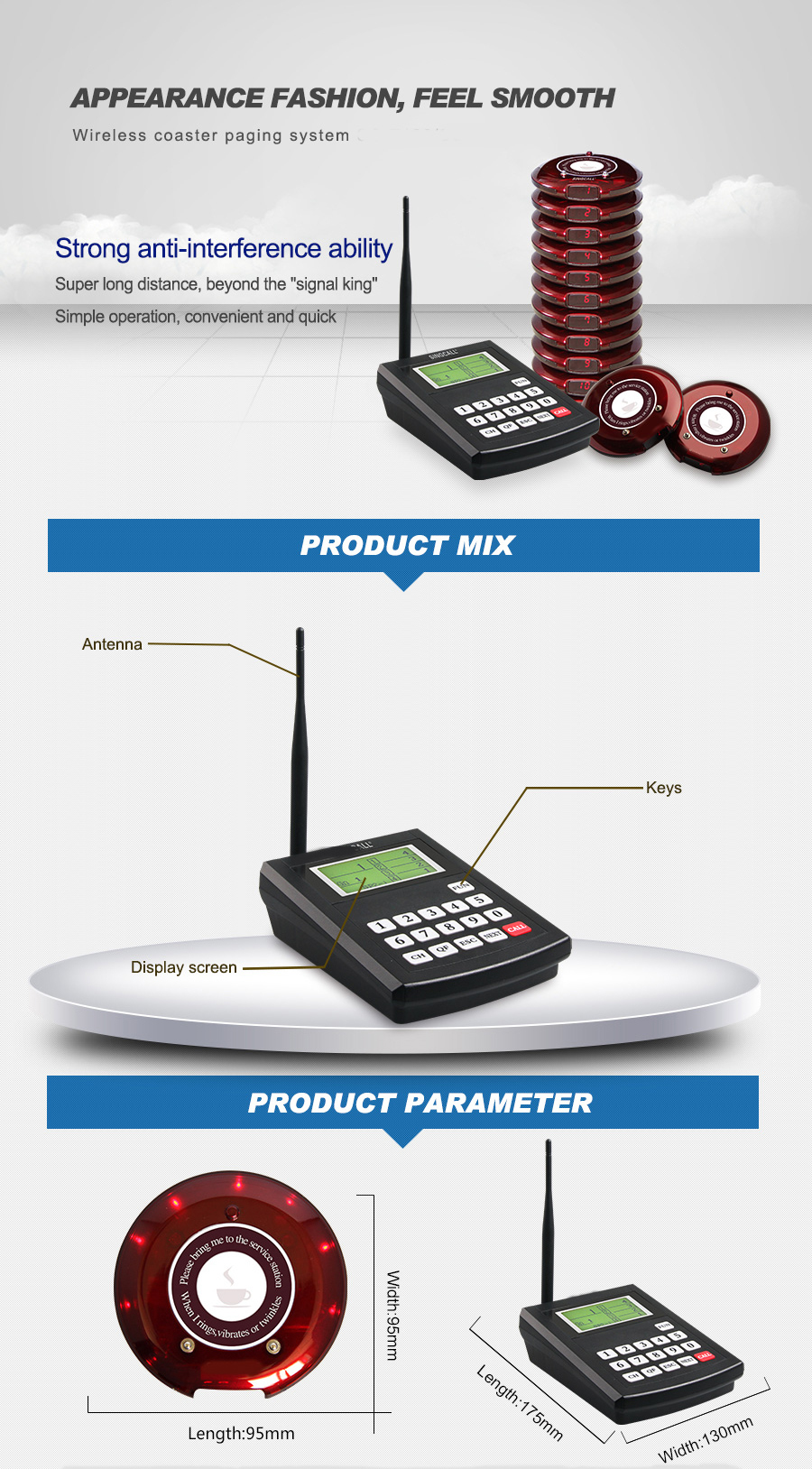 Hot sale wireless guest pager system for restaurant